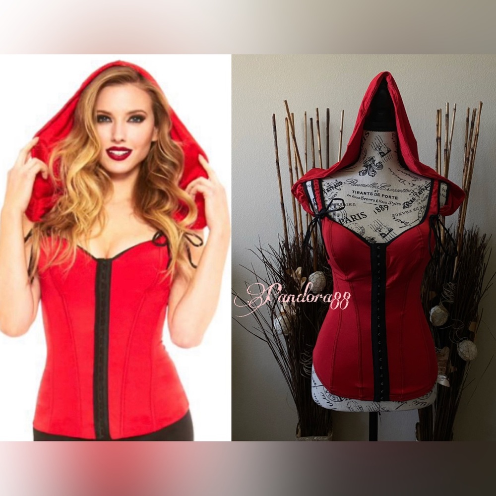Red hooded corset